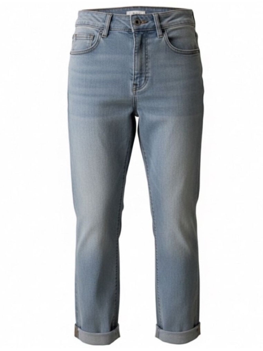 Bleu Women’s Light Wash Straight Leg Jeans 4 Cuffed Hem Cotton Blend